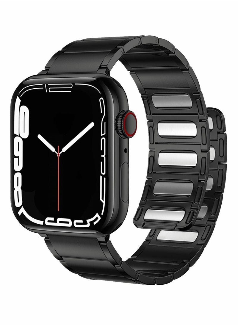 Excefore - Metal Straps Compatible with Apple Watch 45mm/44mm, Magnetic Metal iWatch Replacement Bands - Image 1