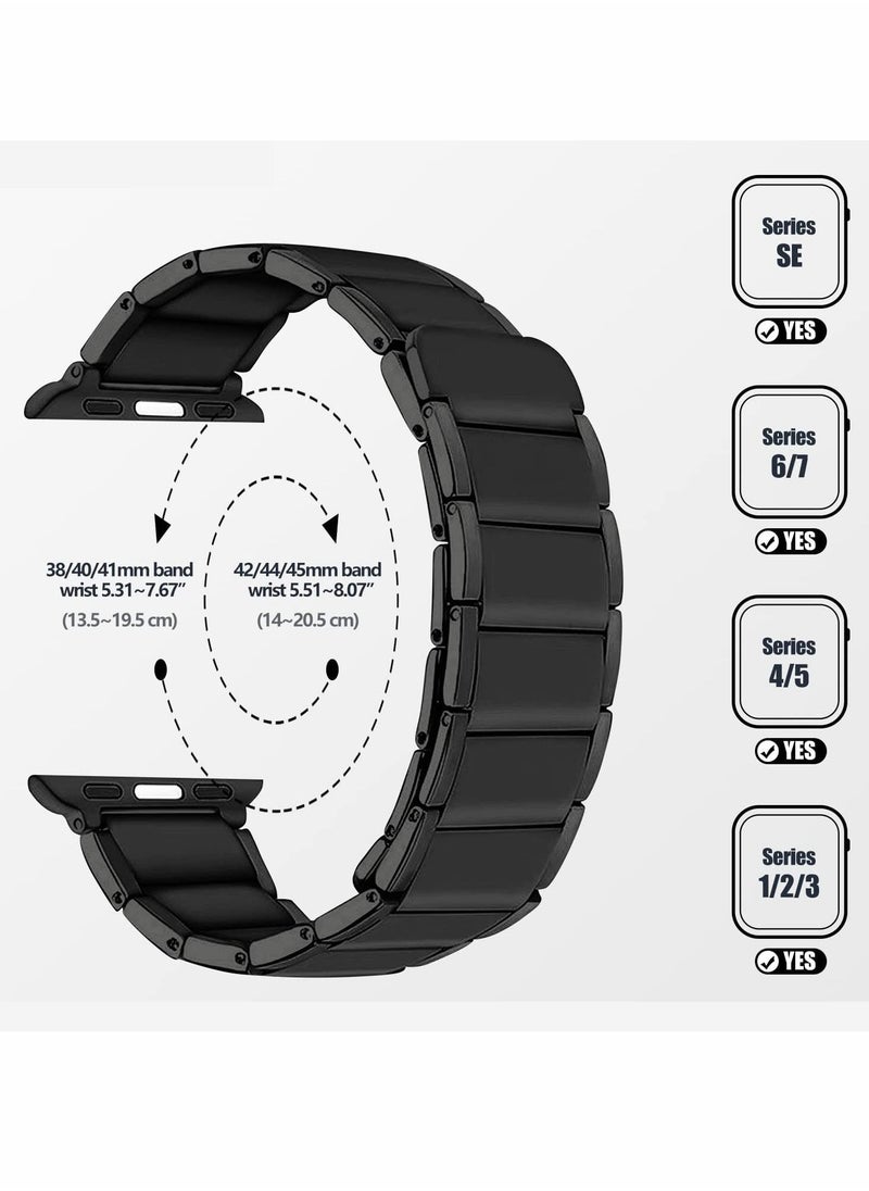 Excefore - Metal Straps Compatible with Apple Watch 45mm/44mm, Magnetic Metal iWatch Replacement Bands - Image 1