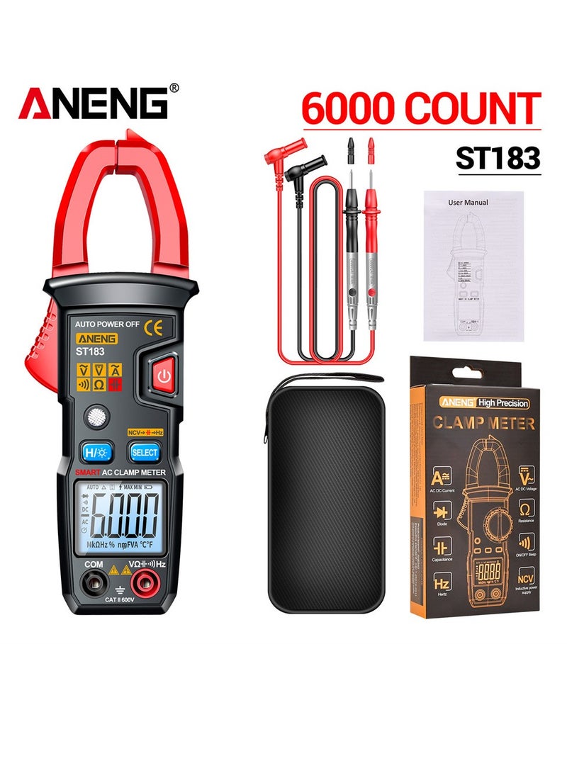ANENG ST183 6000 Counts Digital AC Current Clamp Meter 600A Automatic Range Multimeter with Backlight Voltage Meter Clamp Gauge NCV Test Clamp Ammeter Universal Meter Tester Measuring Capacitance - Image 1