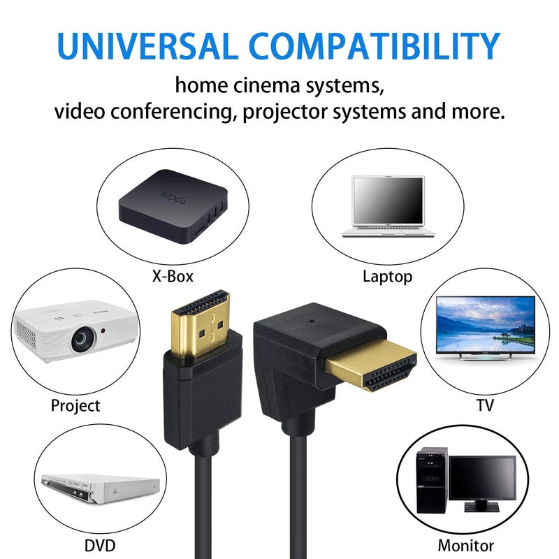 دوتك كابل HDMI قصير 4K من ، كابل HDMI فائق النحافة بزاوية علوية من ذكر إلى ذكر ملفوف لشاشات 3D و4K فائقة الوضوح، محول تمديد كابل HDMI 2.0 (1.2 متر/4 أقدام) - Image 3