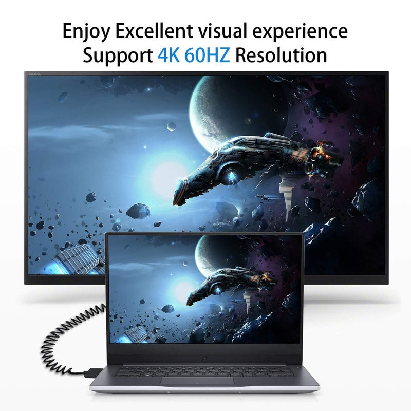 دوتك كابل HDMI قصير 4K من ، كابل HDMI فائق النحافة بزاوية علوية من ذكر إلى ذكر ملفوف لشاشات 3D و4K فائقة الوضوح، محول تمديد كابل HDMI 2.0 (1.2 متر/4 أقدام) - Image 4