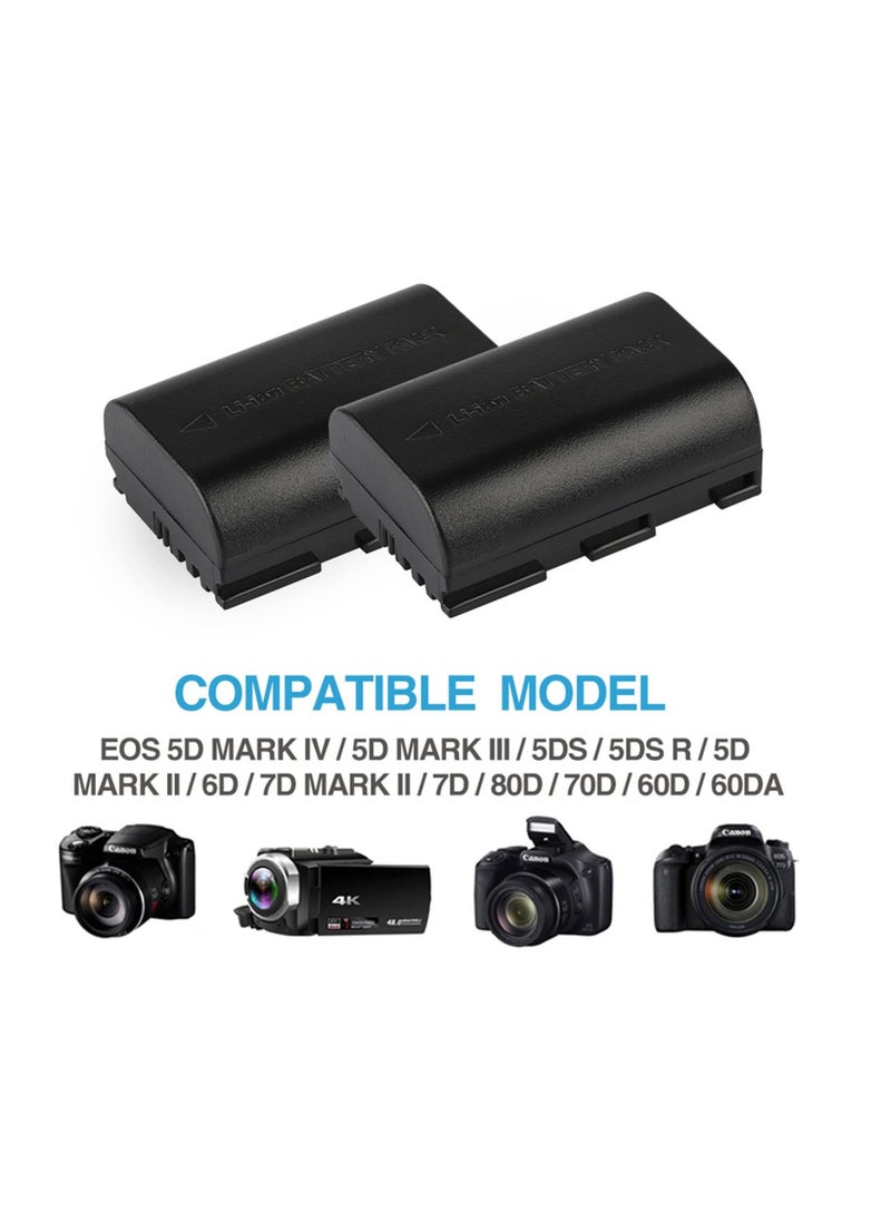 Generic - 2200mAh LP-E6 LP E6 Camera Battery Compatible with Canon EOS 5DS 5D Mark II Mark III 6D 7D 60D 60Da 70D 80D DSLR EOS - Image 1