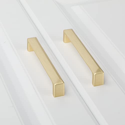 Haidms 10 Pack Gold Cabinet Handles 5-1/16 Inch(128mm) Hole Center Soild Zinc Alloy Brushed Gold Cabinet Pulls Kitchen Drawer Pulls Cupboard Hardware for Kitchen - Image 4