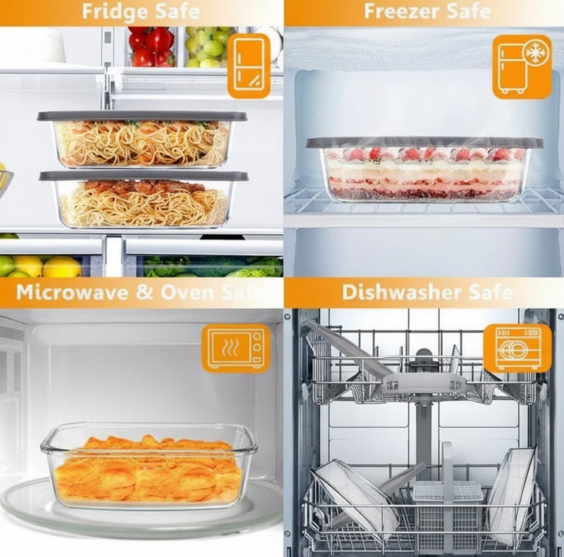 BAKEWAY Glass Loaf Pans for Baking Bread with Lids 2 Set - 1.9 Qt Glass Loaf Pan | Oven, Dishwasher, Fridge, Freezer & Microwave Safe, Bread Pan Suit for Lasagna, Meatloaf, Banana - Image 4