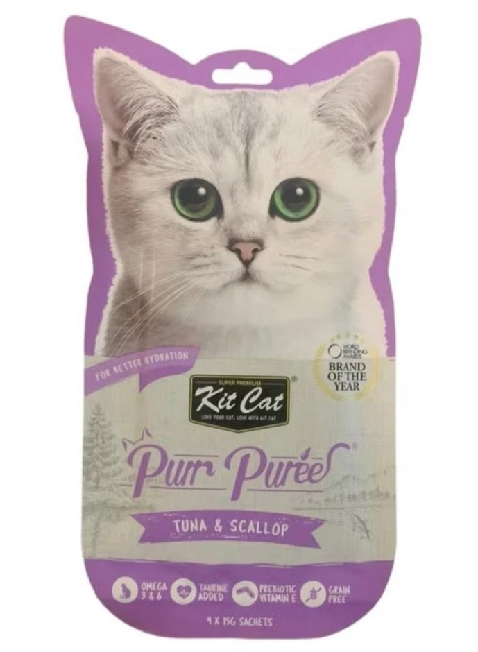 Kit Cat Full and balanced puri cat food with kitcat, 4x15 grams