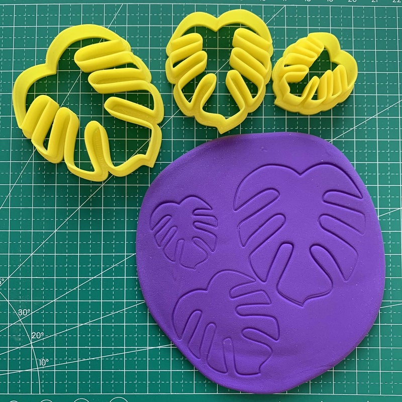 CHENRUI Set of 3 Monstera Leaf Polymer Clay Cutter Set Cookie Fondant Cutters - Image 3