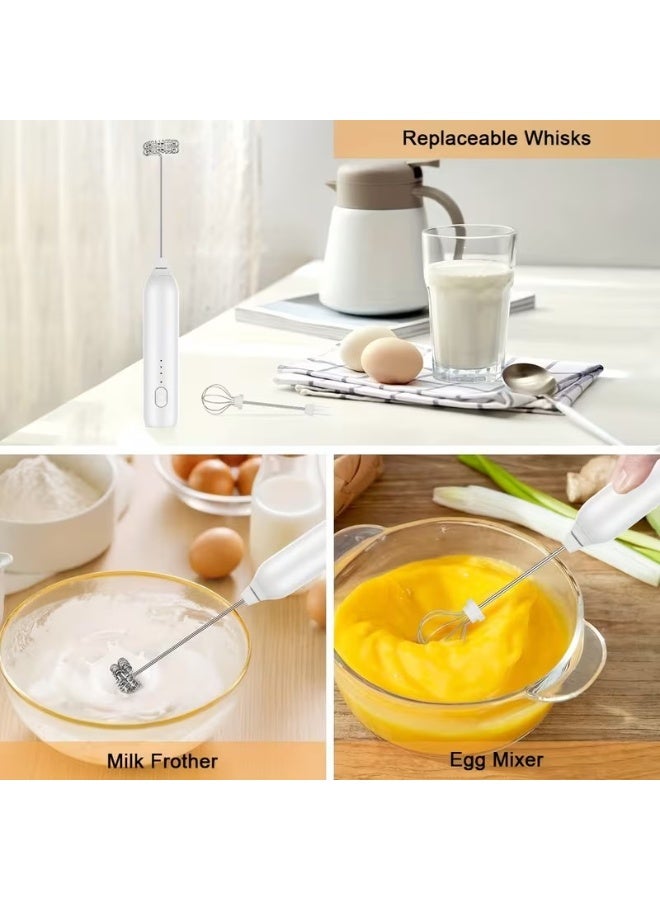 Goolsky خلاط حليب كهربائي ثلاث سرعات مع خفاقة من الفولاذ المقاوم للصدأ وتصميم قائم - بطارية قابلة للشحن USB بسعة 500 مللي أمبير، خلاط كريمة وحليب محمول للقهوة، فن اللاتيه، العصائر، المخفوقات، خلاط حليب قابل للشحن - Image 5