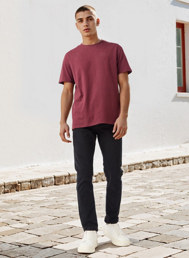 كابا تيشيرت كابا بياقة دائرية سادة - Image 2