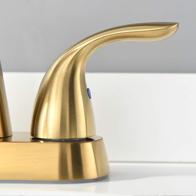 Phiestina Brushed Gold 4 Inch Centerset 2 Or 3 Holes 2 Handle Bathroom Faucet  Bathroom Faucet With Copper Pop Up Drain And Water Supply Lines  Bf008-5-Bg - Image 5