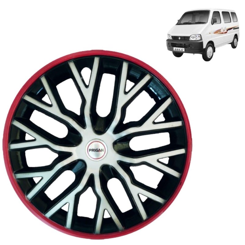 Prigan Wheel Cover for Maruti EECO 13 Inch Silver Black Red Wheel Cap (Available in 12,13,14 Inch) (Set of 4 Pcs) (Press Fitting) Model- Power Triple Color 13 - Image 5