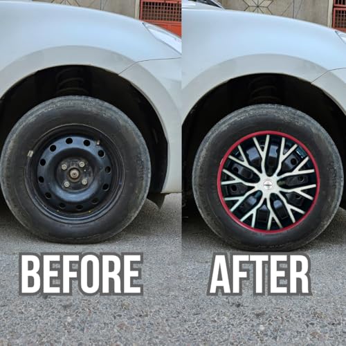 Prigan Wheel Cover for Maruti EECO 13 Inch Silver Black Red Wheel Cap (Available in 12,13,14 Inch) (Set of 4 Pcs) (Press Fitting) Model- Power Triple Color 13 - Image 3