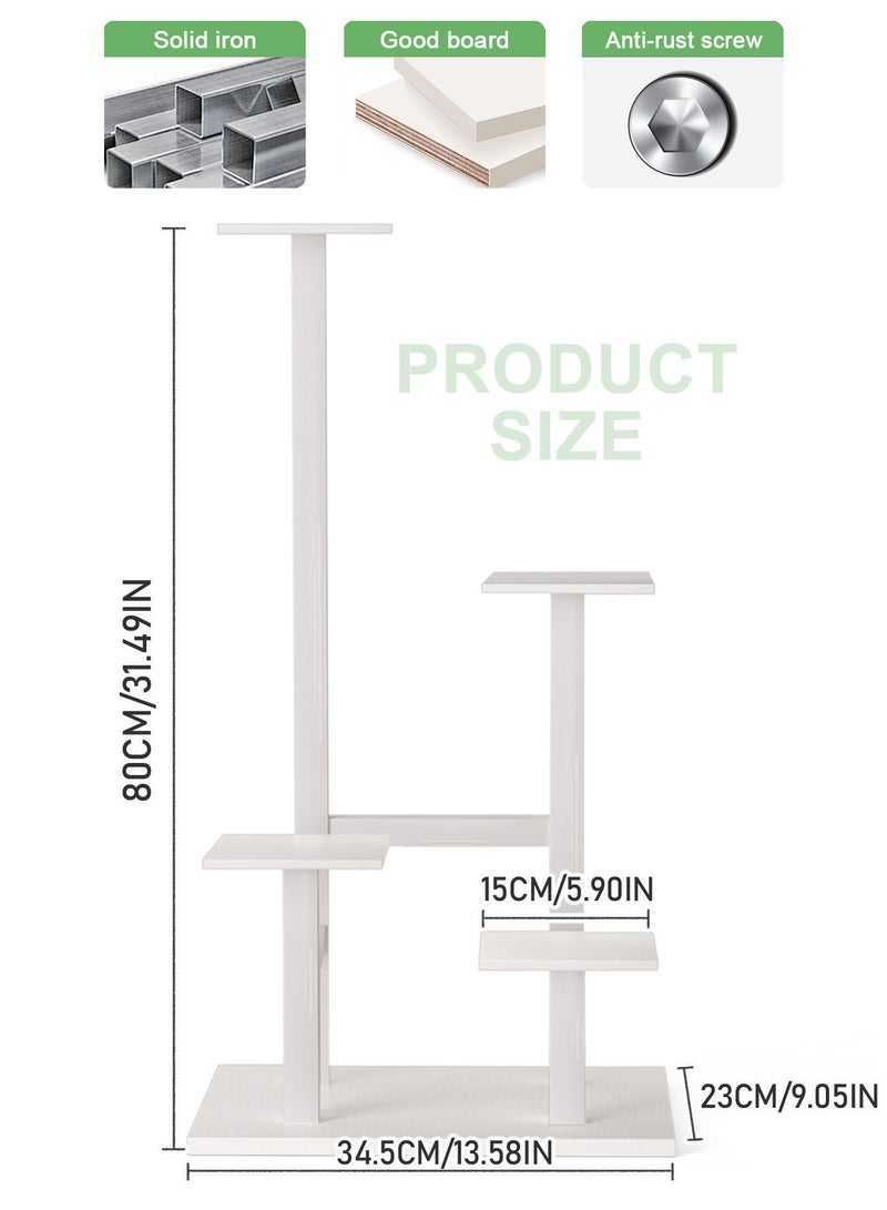 WinHolder Plant Stand Indoor, 4Tier Metal Flower Shelf Tiered Plant Stands for Outdoor, Flower Display Rack Holder Corner Flower Holders, Planter Organizer for Patio Garden Living Room Balcony(White) - Image 2