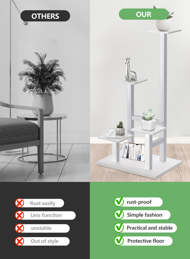 WinHolder Plant Stand Indoor, 4Tier Metal Flower Shelf Tiered Plant Stands for Outdoor, Flower Display Rack Holder Corner Flower Holders, Planter Organizer for Patio Garden Living Room Balcony(White) - Image 5