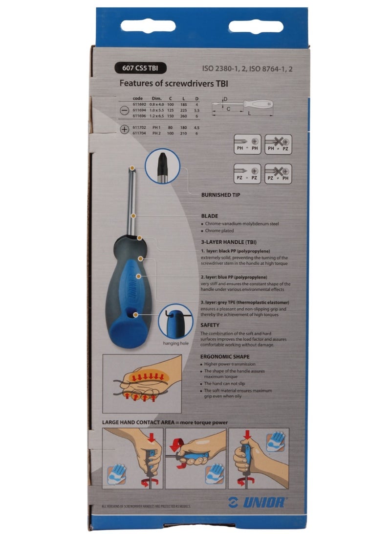 Unior TPI 5-Piece Screwdriver Set With Insulated Handles For Comfortable Use And Anti-Slip Prevention  - Image 2