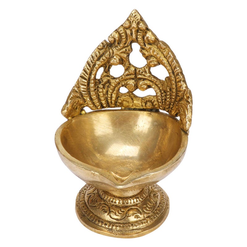 Kartique Brass Handmade Oil Diya with Stand (Gold_3 Inch X 3 Inch X 4 Inch), Standard (MNKBDIYA300GM4K2) - Image 5