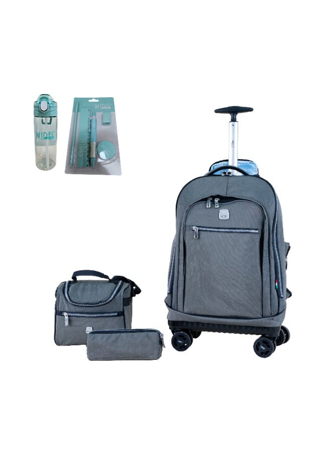 Wires WIRES 4 Wheels printed trolley 19" with lunch bag and pencil case  - Image 1