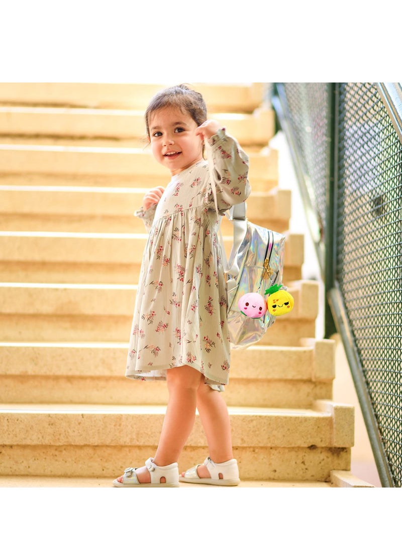 SOLARAE Plush Fruits Stuffed Colorful Fruits Set, 6 Pcs Mini Fruit Party Plushie Soft Stuffed Figure Doll, Lovely Peach Orange Pineapple and Cantaloupe Exterior Design for Backpack Pendant, Keychain - Image 3