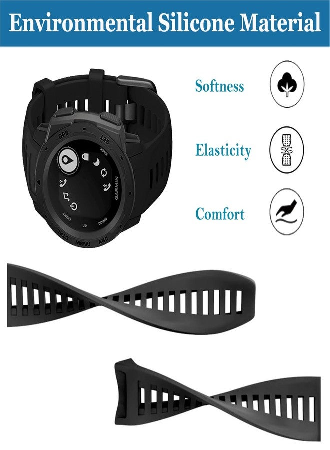 سوار ساعة بديل من السيليكون الناعم من YHSITFNG لساعات Garmin Instinct، مناسب لساعات Instinct Esports/Solar/Tactical مع أدوات (أسود + رمادي جرافيتي + رمادي داكن) - Image 2