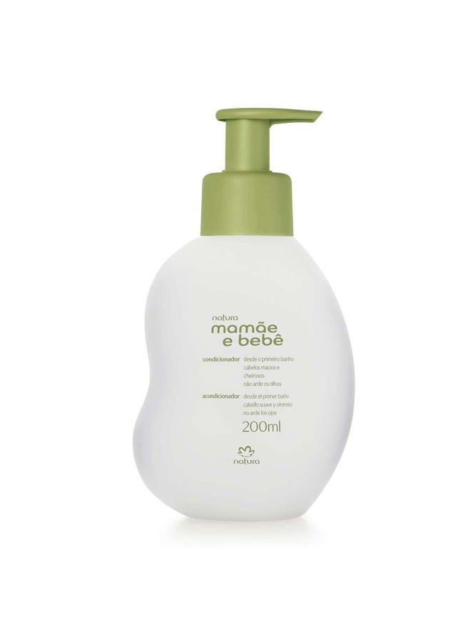 Natura Mamãe e Bebê Baby Conditioner - Untangle & Soften Baby Hair - 100% Vegan - Self-Preserving Formula - 97% Natural Origin - All Skin Types - Cruelty Free - Baby Essentials - 6.7 fl oz (200ml) - Image 1