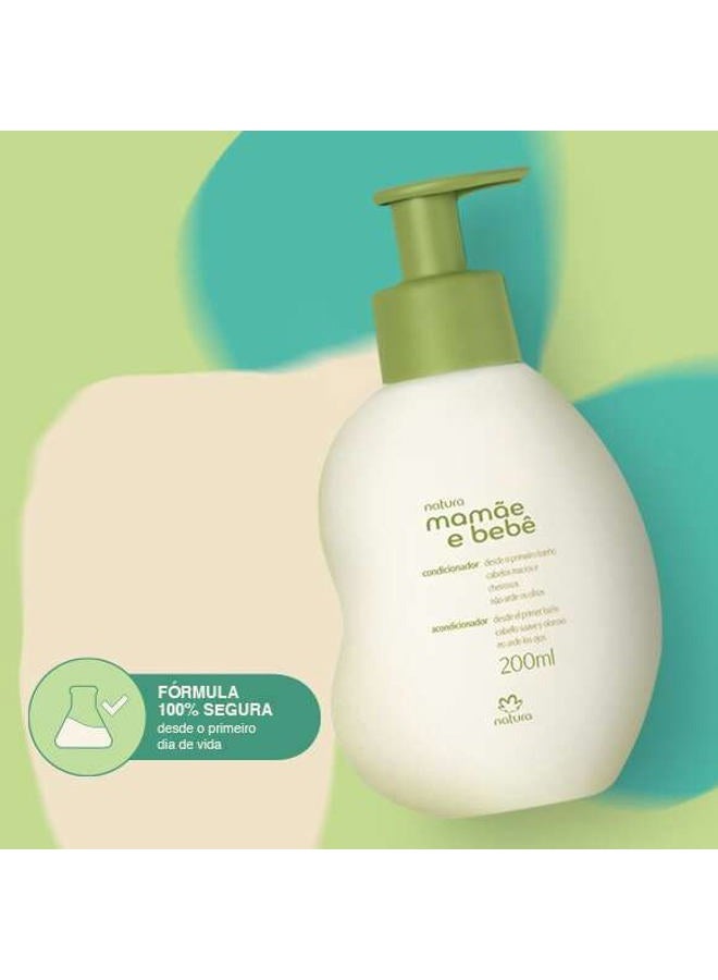 Natura Mamãe e Bebê Baby Conditioner - Untangle & Soften Baby Hair - 100% Vegan - Self-Preserving Formula - 97% Natural Origin - All Skin Types - Cruelty Free - Baby Essentials - 6.7 fl oz (200ml) - Image 2