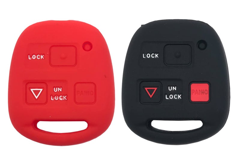 Silicone Key Fob Cover Case fits for Lexus ES GS GX is LS LX RX SC ES300 ES330 GS300 GS400 GS430 GX470 IS300 LS400 LS430 LX470 RX300 RX330 RX350 RX400h RX450h SC430 Key Fob (Black+Red)