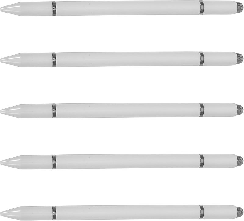 5pcs White Plastic Stylus Pen for Touch Screens – Magnetic Tablet Stylus Pencil Compatible with Major Tablets and Smartphones – High Precision Writing Pen for Business and Travel - Image 1