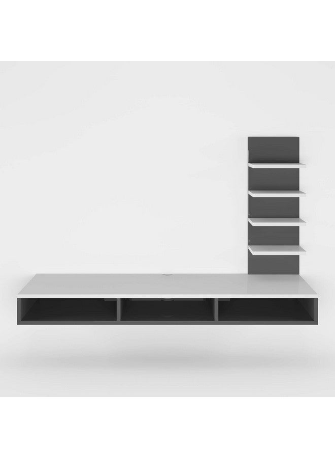 Furnifry Furnifry Wooden TV Entertainment Unit/Wall Set Top Box Shelf Stand/Tv Cabinet For Wall/Set Top Box Holder For Home/Living Room (White & Grey), (10 X 10 X 5Cm)  - Image 5