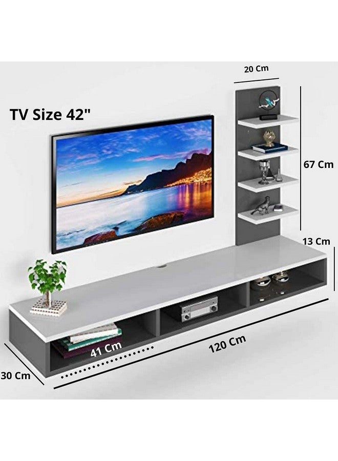 Furnifry Furnifry Wooden TV Entertainment Unit/Wall Set Top Box Shelf Stand/Tv Cabinet For Wall/Set Top Box Holder For Home/Living Room (White & Grey), (10 X 10 X 5Cm)  - Image 4