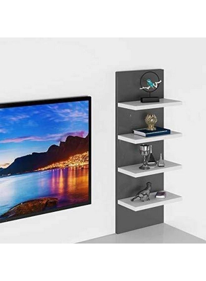 Furnifry Furnifry Wooden TV Entertainment Unit/Wall Set Top Box Shelf Stand/Tv Cabinet For Wall/Set Top Box Holder For Home/Living Room (White & Grey), (10 X 10 X 5Cm)  - Image 3