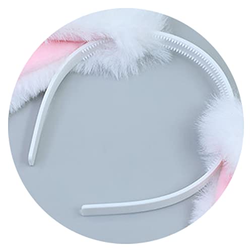 Faylay Bunny Ear Women Rabbit Animal Ears Furry Headband Party Accessories (LZTECE-white) - Image 4