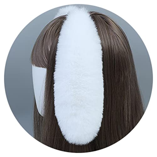 Faylay Bunny Ear Women Rabbit Animal Ears Furry Headband Party Accessories (LZTECE-white) - Image 5