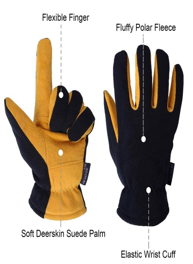 SKYDEER Men's Winter Gloves with Genuine Deerskin Suede Leather Palm – Warm 3M Thinsulate Insulated, Windproof & Flexible for Cold Weather Work, Running, Driving, Cycling, Hiking (SD5166T/L) - Image 3