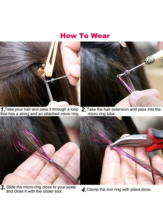 YOOONXI - Rainbow Hair Tinsel Kit With Tool 6Pcs 1200 Strands Glitter Tinsel Hair Extensions Heat Resistant Sparkling Shiny Fairy Hair Accessories For Women Girls Kids 47Inch - Image 1