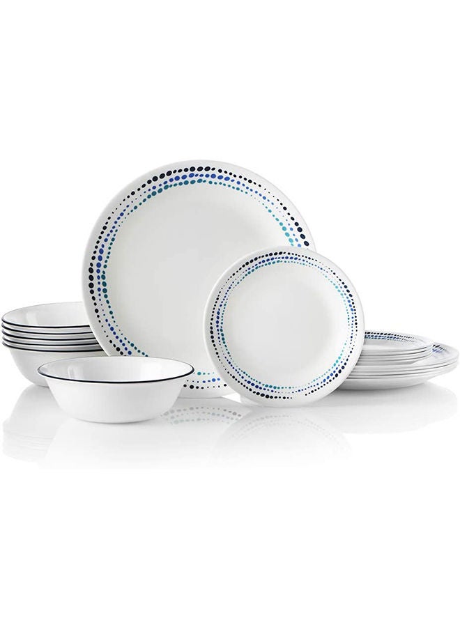 Corelle 18-Piece Chip Resistant Classic Collection Ocean Blues Dinnerware Set Service for 6 - Image 1