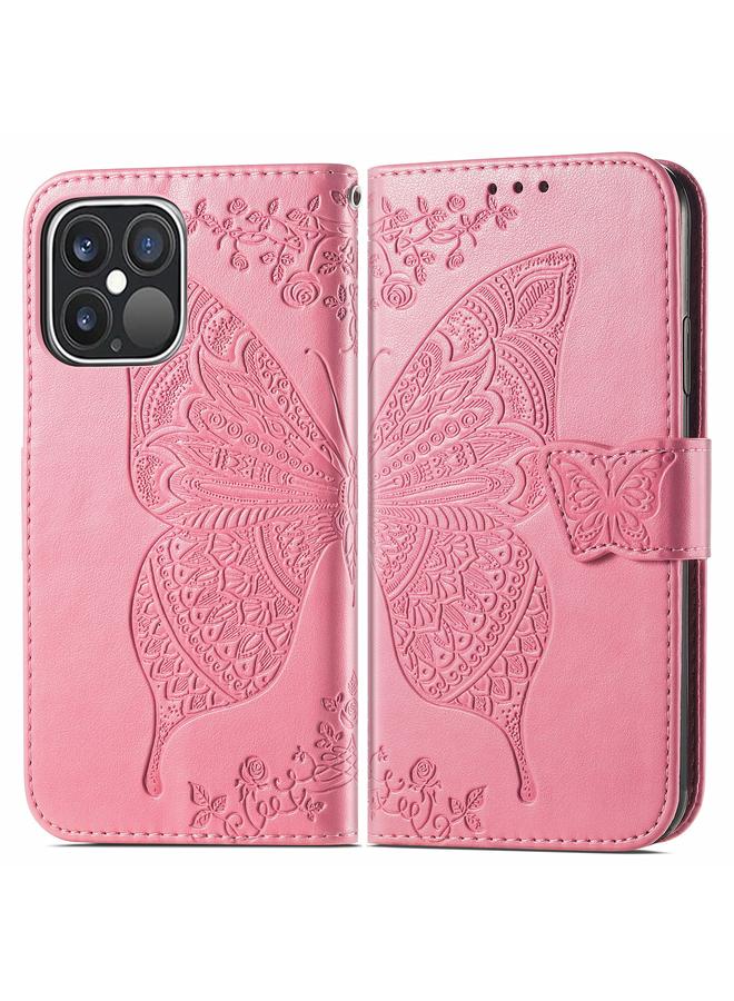 Zaboon Case For iPhone 13 Pro Max Butterfly Love Flower Embossed Horizontal Flip Leather Case with Bracket / Card Slot / Wallet / Lanyard - Image 2