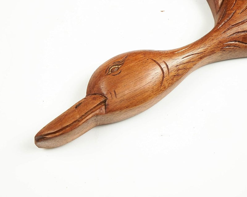 kveer wood Solid Wood Flying Duck Wall Art Wood Carving Room Decor Brown - Image 5