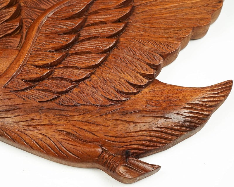 kveer wood Solid Wood Flying Duck Wall Art Wood Carving Room Decor Brown - Image 4