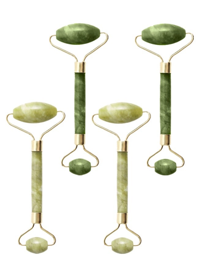 4 packs of Natural Jade Roller Double Jade Crystal Stone Facial Massager Green Color - Image 2