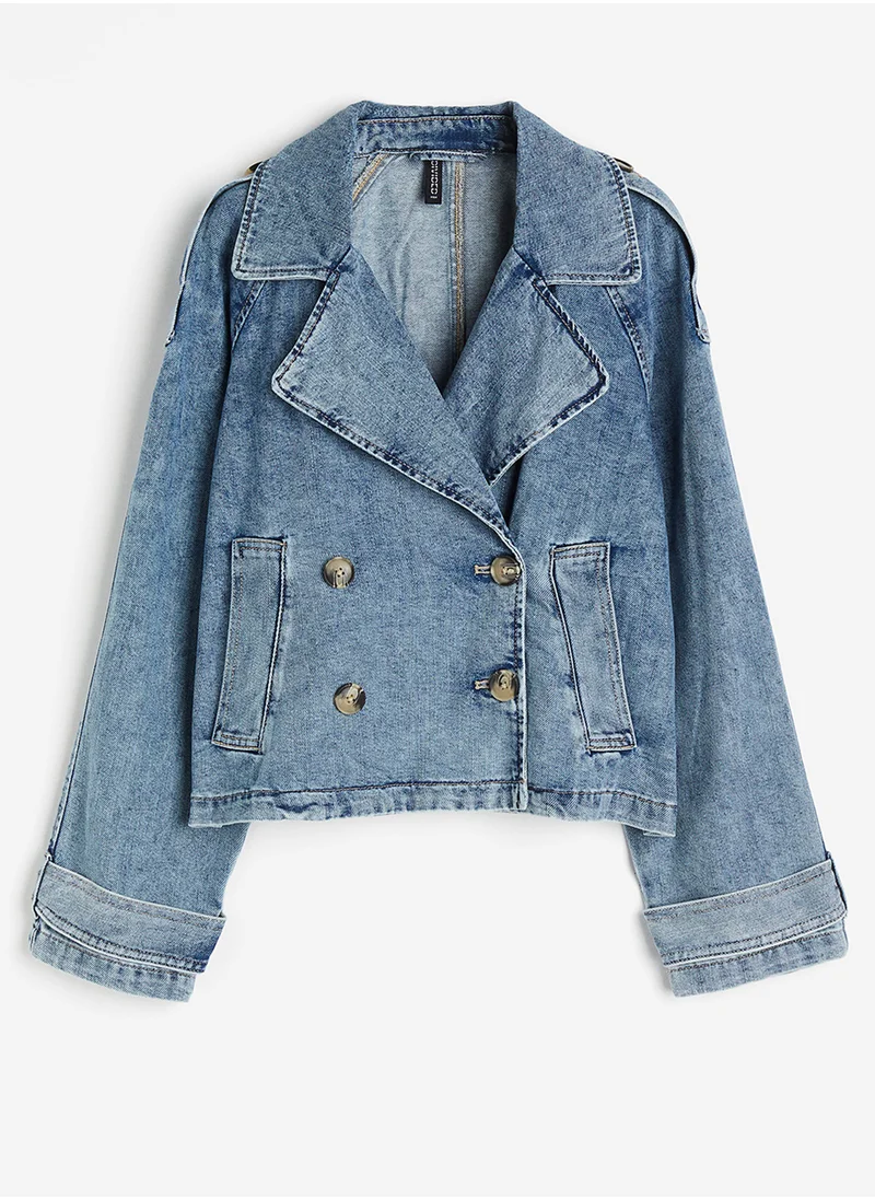اتش اند ام Short Twill Pea Coat