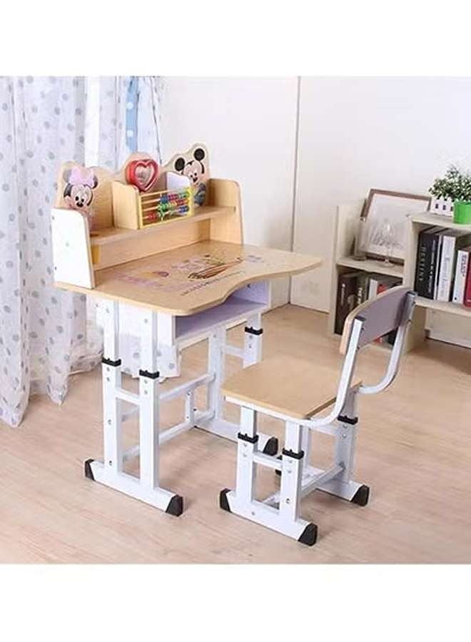 AGD An educational children's desk consisting of a study table and chair equipped with a clock and a wooden counter