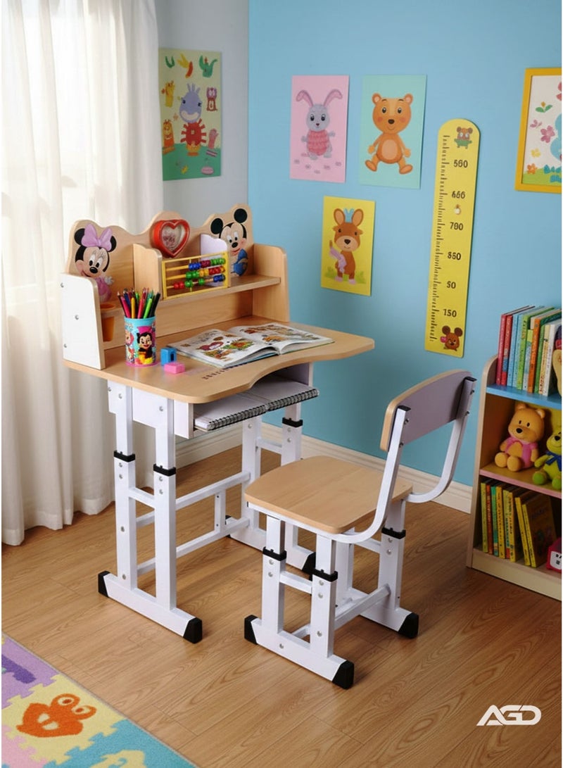إيه جي دي مكتب أطفال تعليمي مكون من طاولة دراسة وكرسي مزوده بساعة و عداد خشبي - Image 1