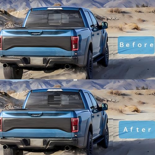 Alicatong Fits Ford F150 F250 F350 2004-2024 Rear Middle Back Sliding Window American US Flag Vinyl Decal Matte Black Exterior Accessories - Image 5