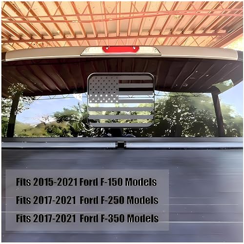 Alicatong Fits Ford F150 F250 F350 2004-2024 Rear Middle Back Sliding Window American US Flag Vinyl Decal Matte Black Exterior Accessories - Image 3