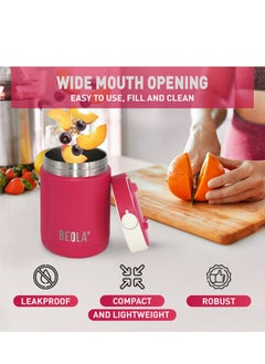 BEOLA 450ml Food Jar Lunch Box Thermos Stainless Steel Double Wall Insulated Travel Food Flask for Kids and Adults, 15oz (Raspberry)  - Image 5