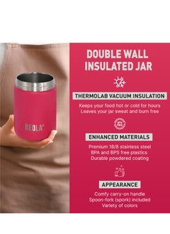 BEOLA 450ml Food Jar Lunch Box Thermos Stainless Steel Double Wall Insulated Travel Food Flask for Kids and Adults, 15oz (Raspberry)  - Image 3