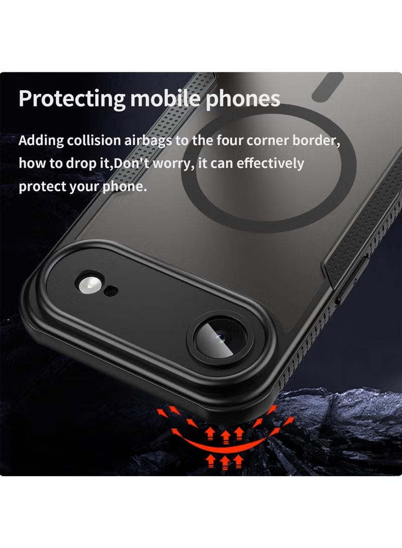 iPhone 17 Air MagSafe Magnetic Back Cover Anti-Yellowing Shockproof Protective Case Ultra-Thin Strong Magnetic Phone Case Compatible with Apple iPhone 17 Air (Black) - Image 2