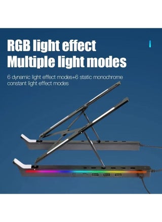 Adjustable Height Laptop Stand Holder Portable Desktop Computer Stand RGB Aluminium Alloy Laptop Stand with USB-A 3.0 and USB-C 2.0 Hub - pzsku/ZA5EB37FA9D00ED42EAFAZ/45/_/1689052139/fc4604bc-d45b-4678-ad1a-2ce6b3553870