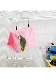 TOPINCN Peony Parrot Hammock Bird Nest Warm Soft Plush Hammock Hanging Cage Tent for Birds Parrot Winter Warm Bed Pet Toy Pouch Cotton Bed (S-Pink)  - Image 3