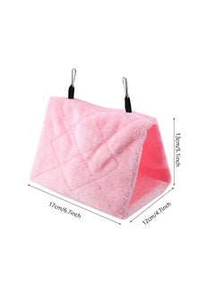 TOPINCN Peony Parrot Hammock Bird Nest Warm Soft Plush Hammock Hanging Cage Tent for Birds Parrot Winter Warm Bed Pet Toy Pouch Cotton Bed (S-Pink)  - Image 2