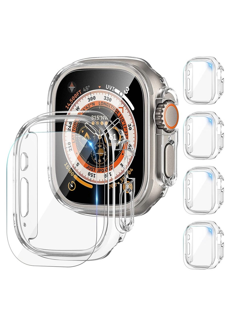 [4 Pack] DABAOZA Compatible for Apple Watch Ultra Screen Protector and Case 49mm, Anti-Fog Tempered Glass Protector Film with PC Hard Bumper Cover for iWatch Ultra 49mm(Clear) - Image 1